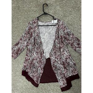 Lane Bryant Essentials Open Front Chiffon Cardigan Dot Galaxy Purple Size 10/12